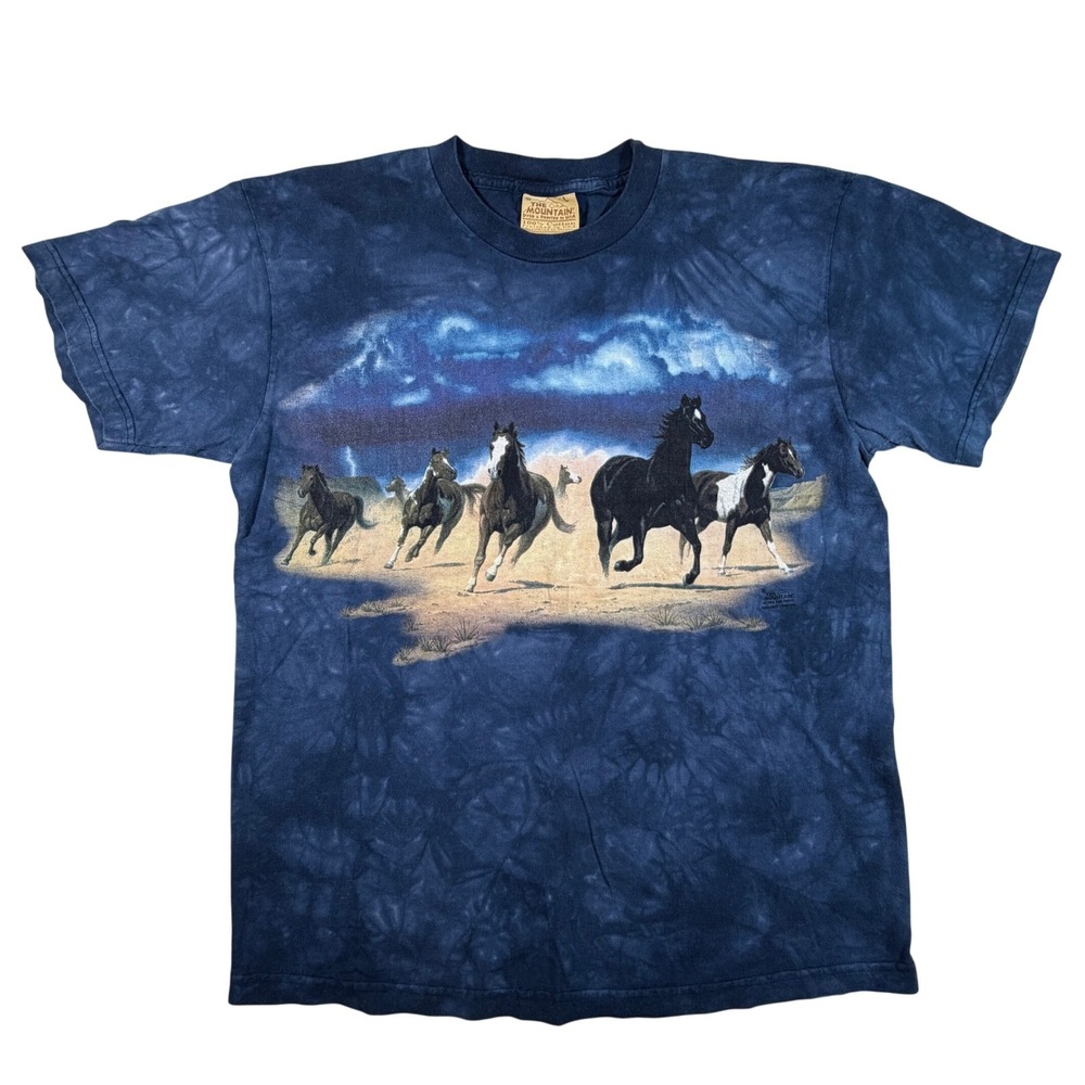 Y2K Vintage The Mountain Wild Horse Tie Dye Graphic T-Shirt Mens Large USA Made